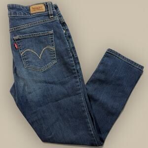 Levis 575 Jeans Womens 12 Blue Denim Skinny Mid Rise Dark Wash Retro 32x28